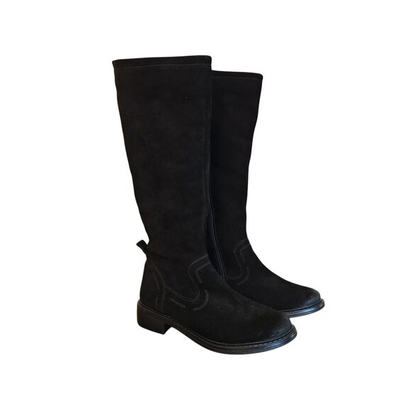 Josef Seibel Boots Womens Size 7.5 Black Suede Knee High Side Zip Riding Tall - Picture 1 of 16